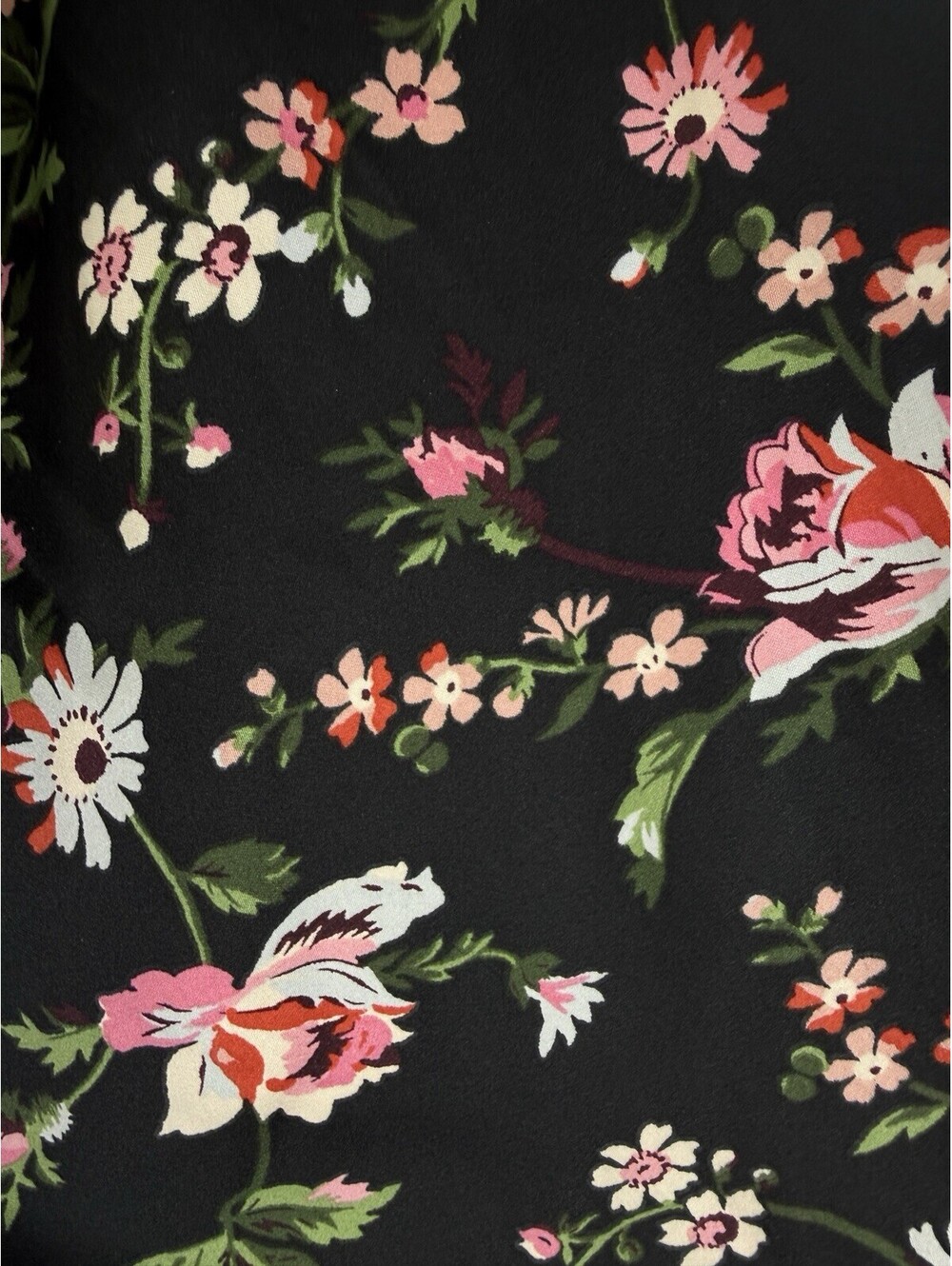 Gap Body Satin Robe Medium Large Womens Black Floral Short Belt